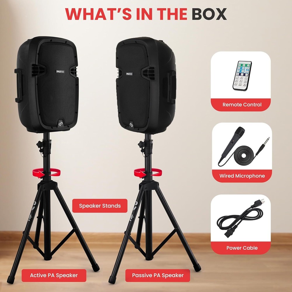 Outdoor Sound Speakers with Stand Bluetooth Wireless Portable PA System 1000W...