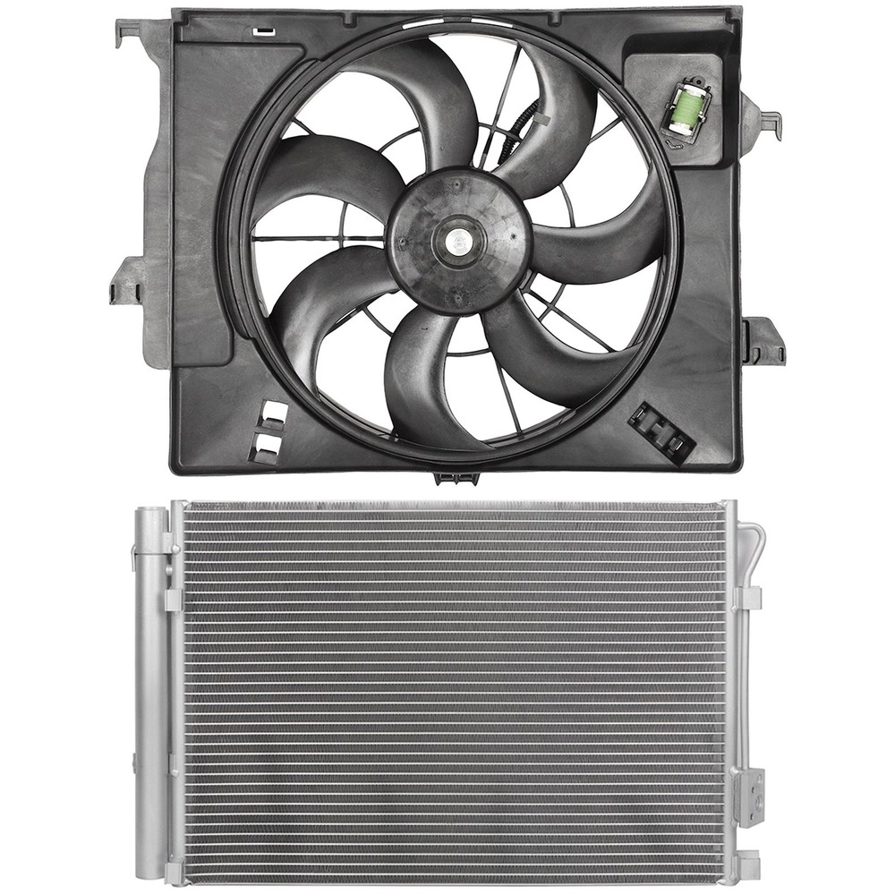 Electric AC Condenser Cooling Fan Kit For 2012-2013 Kia Rio Hyundai Accent 1.6L