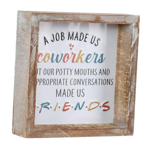 Office Gifts for Coworkers, Wooden Decorative Sign for Tabletop Shelf White