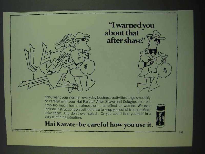 1969 Hai Karate After Shave and Cologne Ad - Warned You
