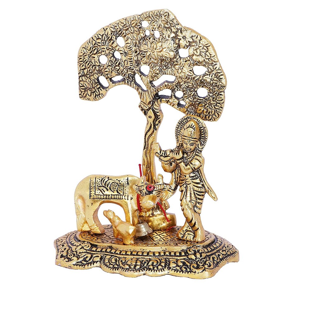 Krishna Statue Metal Religious Showpiece Figurines Sculpture Home Office Decor
