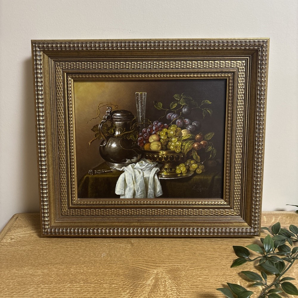 Classic Still Life Painting – Signed Artwork with Ornate Frame