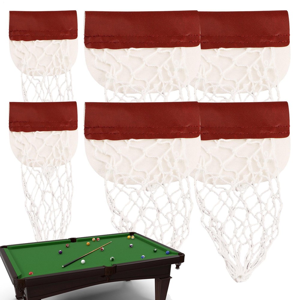 6PCS Leather Snooker Billiard Table Net Pockets Replacement Pool Ball Bag Set