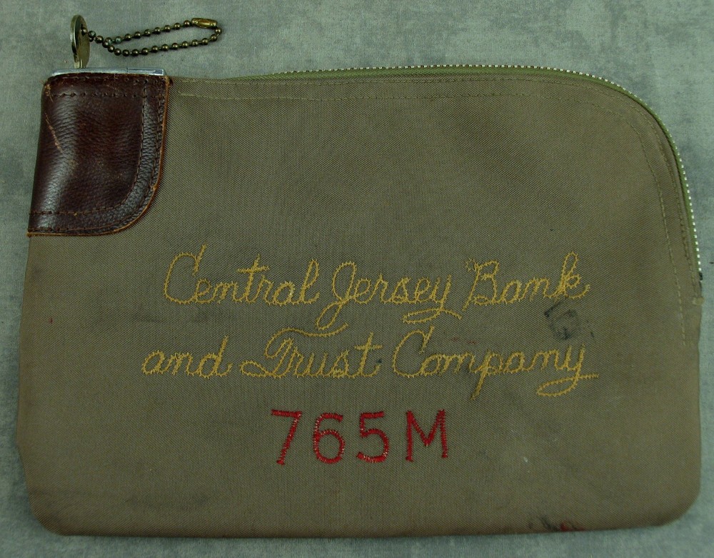 VTG 1970s RIFKIN ARCOLOCK Canvas BANK DEPOSIT BAG Zipper Key CENTRAL JERSEY BANK