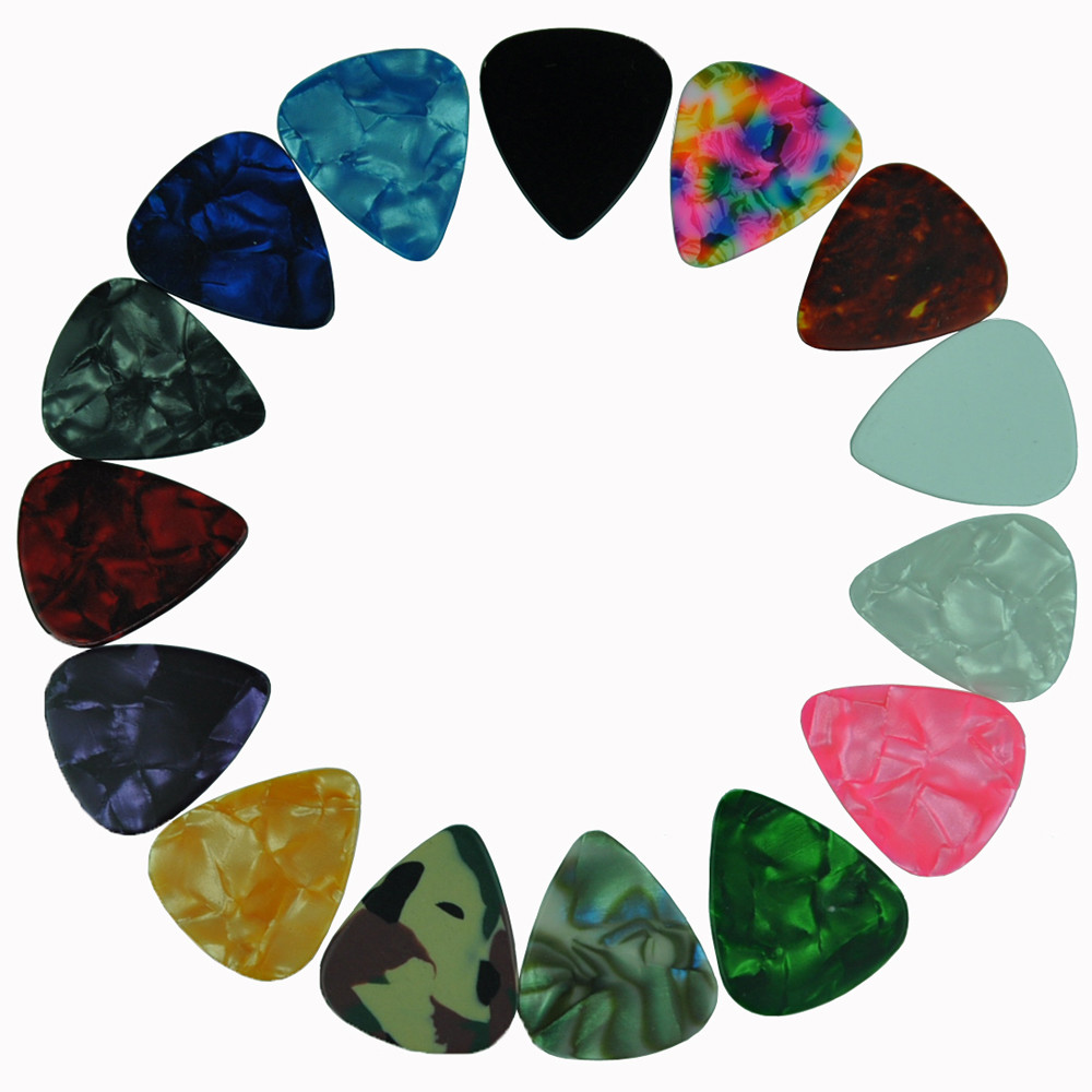 100pcs Medium 0.71mm Blank Guitar Picks Plectrums Celluloid Assorted Colors