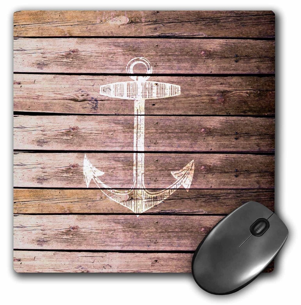 3dRose White anchor stamp on wood texture graphic print - not actually wooden -