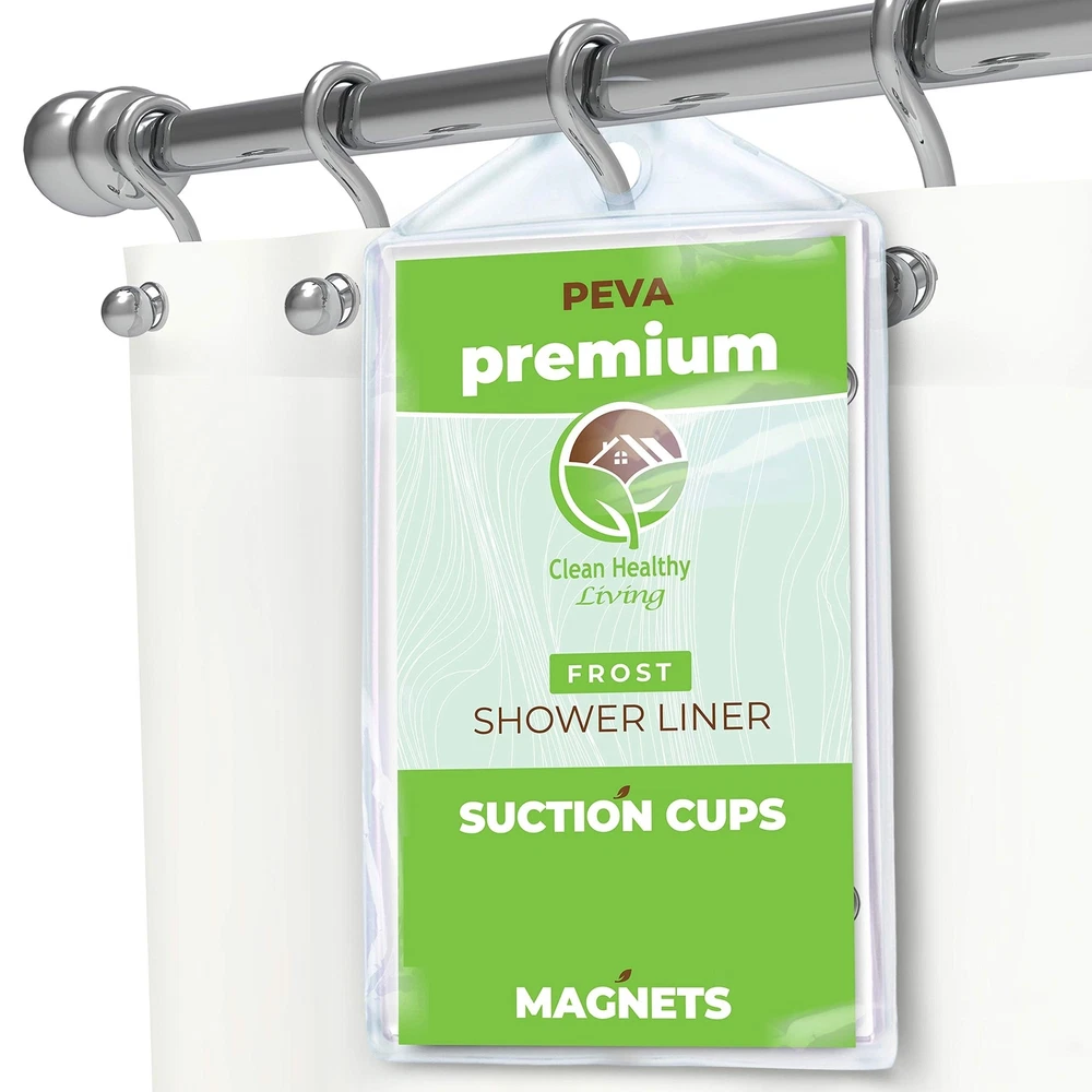 Clean Healthy Living Premium PEVA Shower Liner/Curtain Odorless & Mildew Res...-image