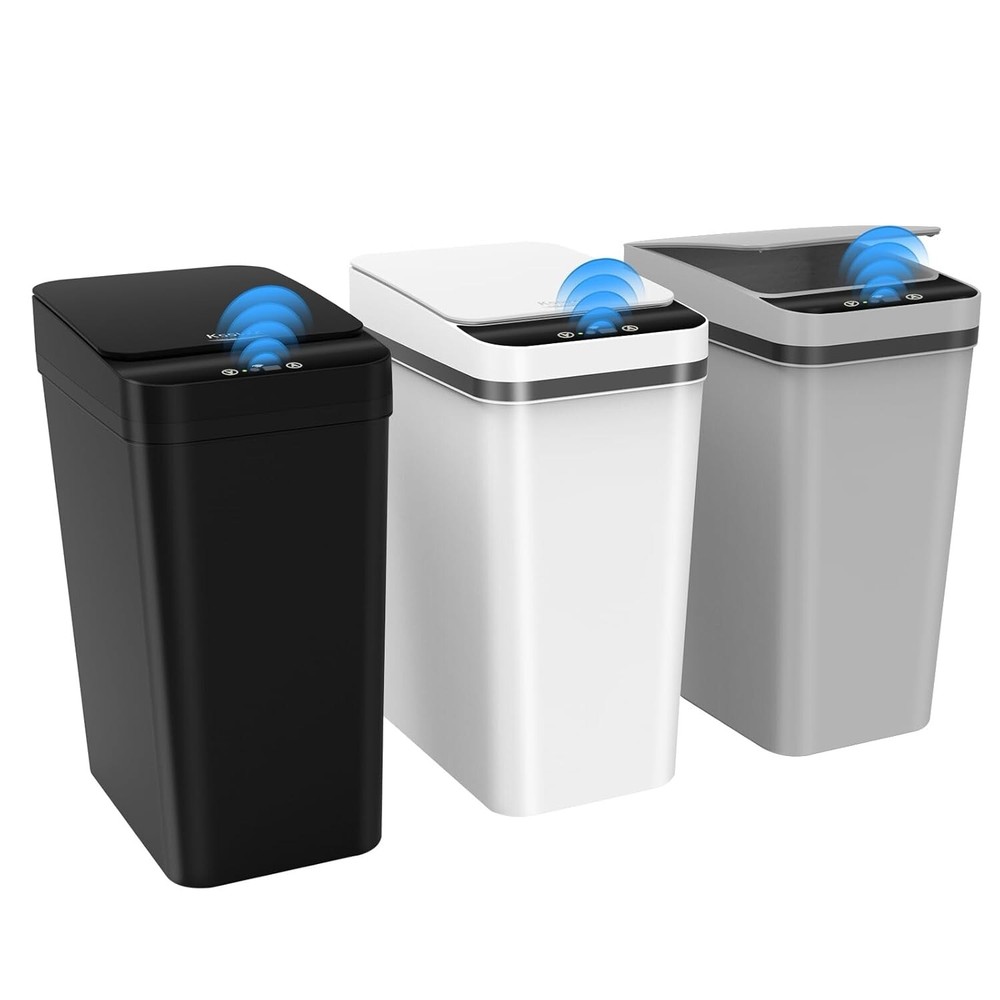 Versatile Slim Trash Can Set - Touchless 2.5 Gallon for Bathroom & Kitchen