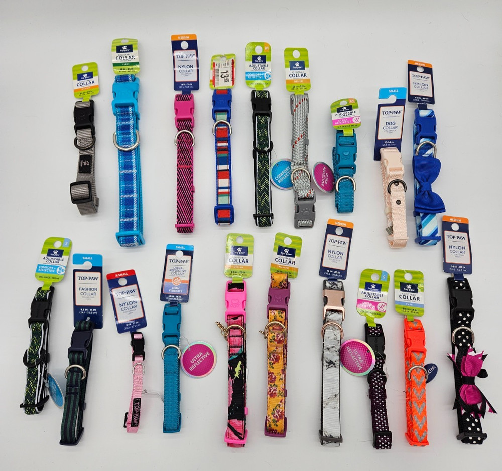 Adjustable Nylon Dog Collar, NWT, many styles, colors, sizes! Top Paw