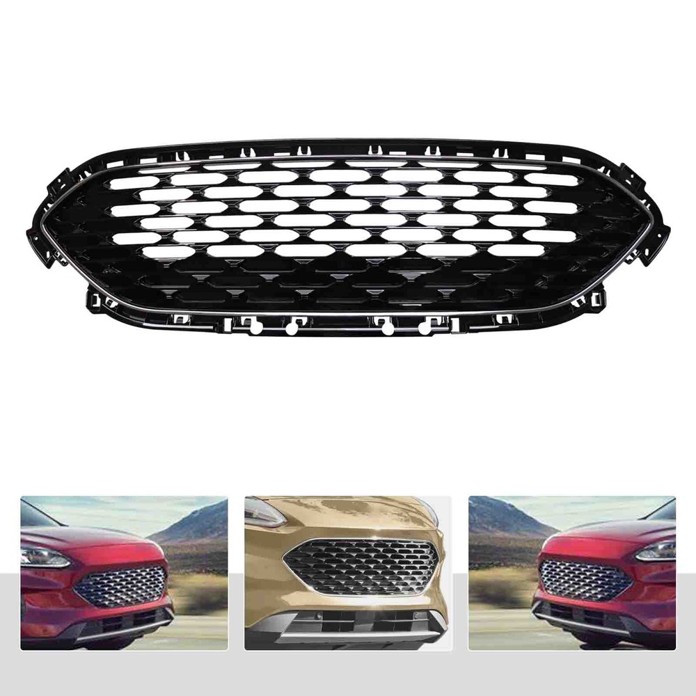 Front Grille Honeycomb Glossy Black W/ Trim LJ6Z-8200-DA For 2020-22 Ford Escape