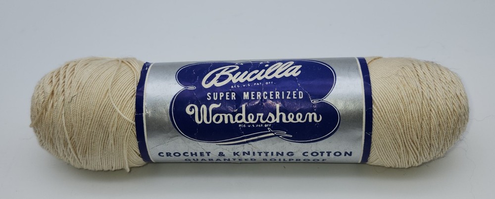 Vintage Bucilla Super Mercerized Wondersheen '#9 Ivory' Cotton Yarn 500 Yds.