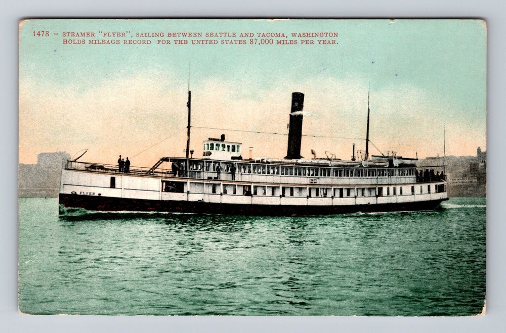 Steamer Flyer, Ship, Transportation, Antique, Vintage Postcard