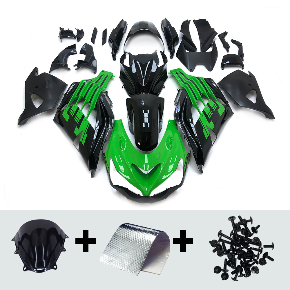 Kawasaki ZX-14R ZZ-R1400 2012-2021 Green Black Fairings Body Kit-image