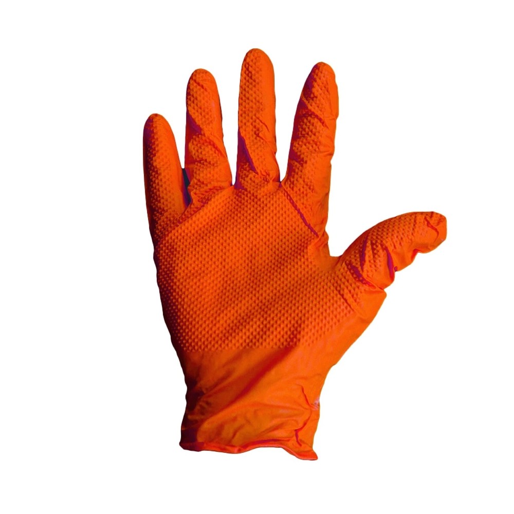 24000 Pcs Thick 8-mil Orange Nitrile Gloves with Diamond Texture Size 2XL