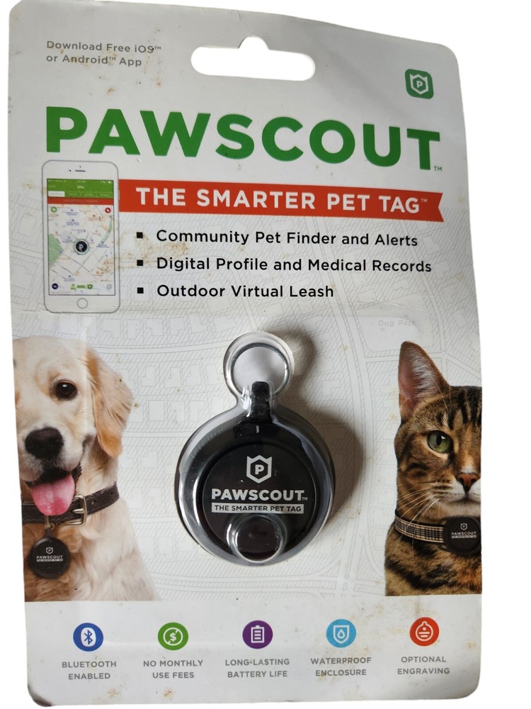PAWSCOUT Smarter Pet Tag Tracker Finder Guard Alert Digital Profile Water Proof