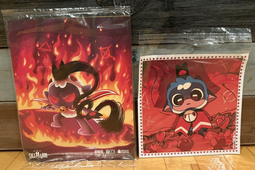 New Oni Kickstarter Exclusive Cult of the Lamb Blotter & Stretch Goal Art Prints