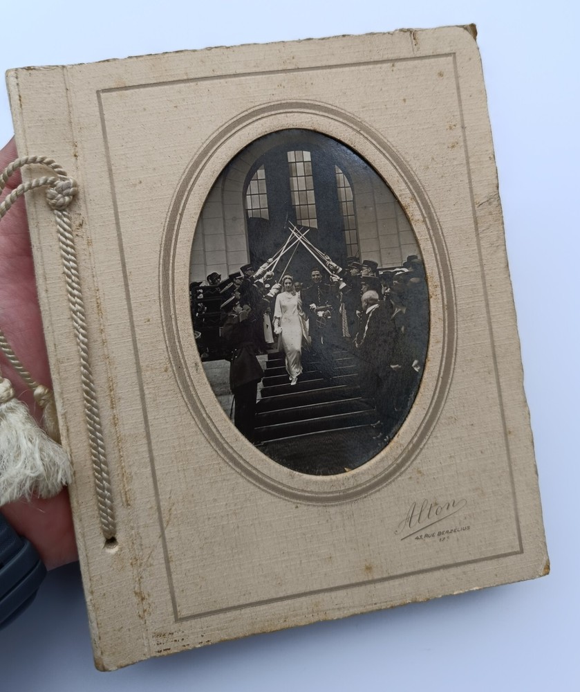 Vintage military wedding album with noble count decorations and ceremony  