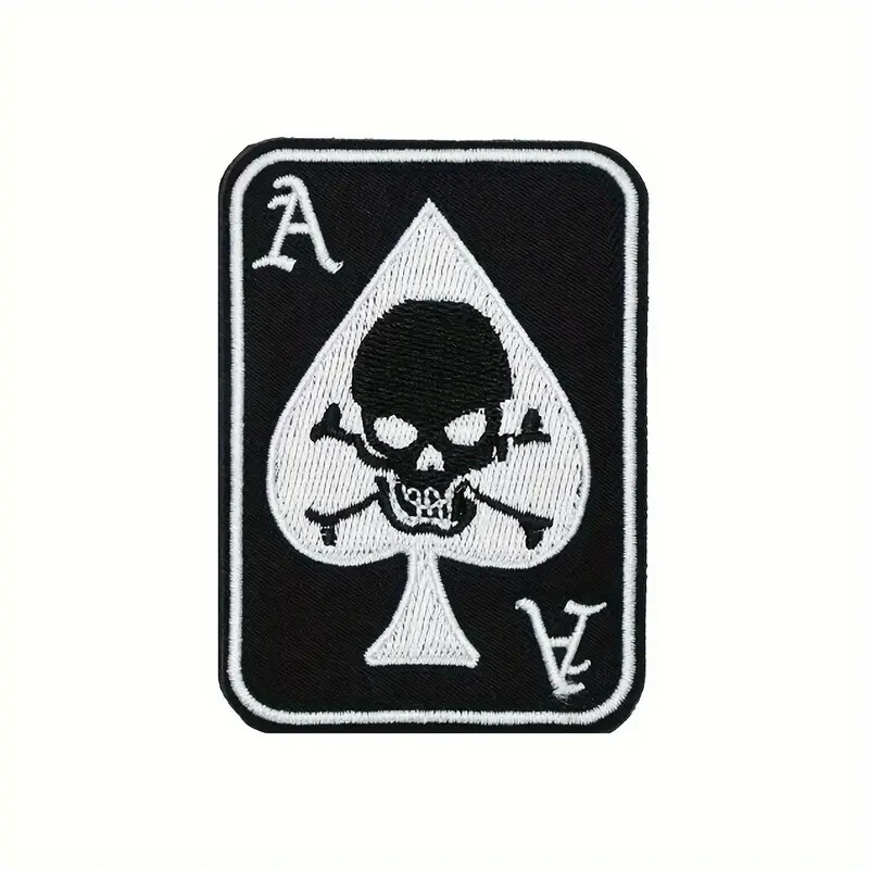Ace of Spades Skull Tactical Morale Hook and Loop Patch for Backpacks Hats etc.