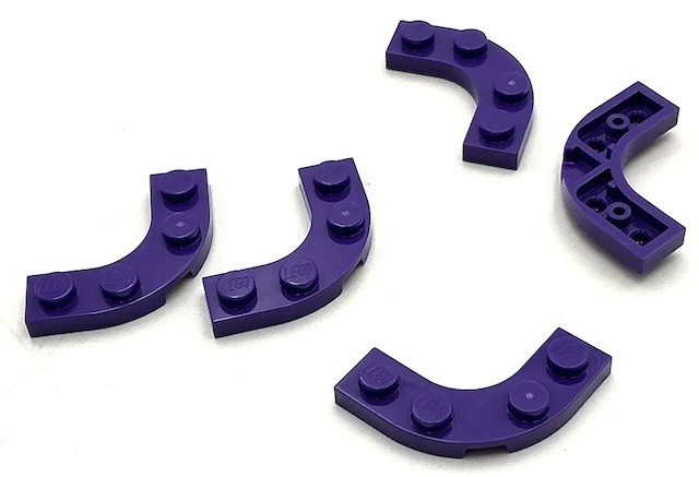 Lego 5 New Dark Purple Plates Round Corners 3 x 3 w/ 2 x 2 Curved Cutout Parts