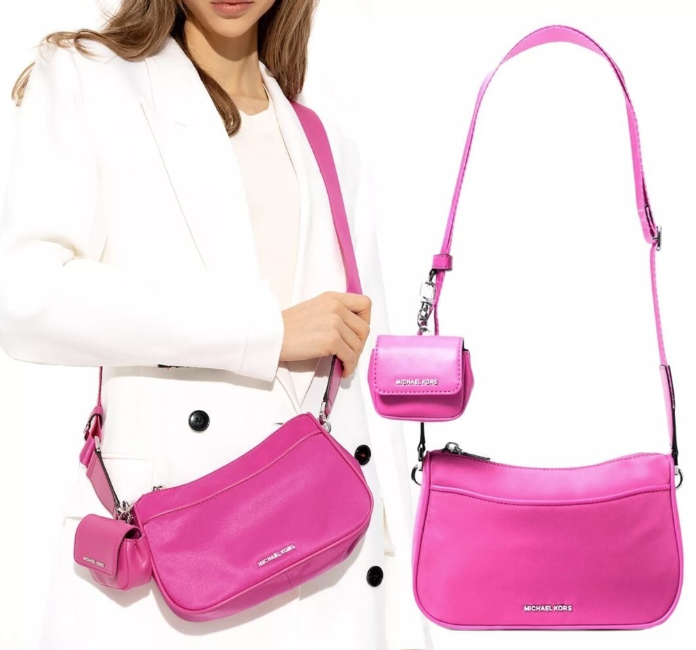 Michael Kors Shoulder Bag Jet Set MD TZ Pouch crossbody Cerise pink NWT handbag