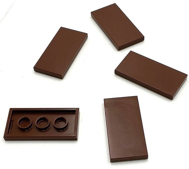 Lego 5 New Reddish Brown Tiles Flat Smooth 2 x 4 Parts