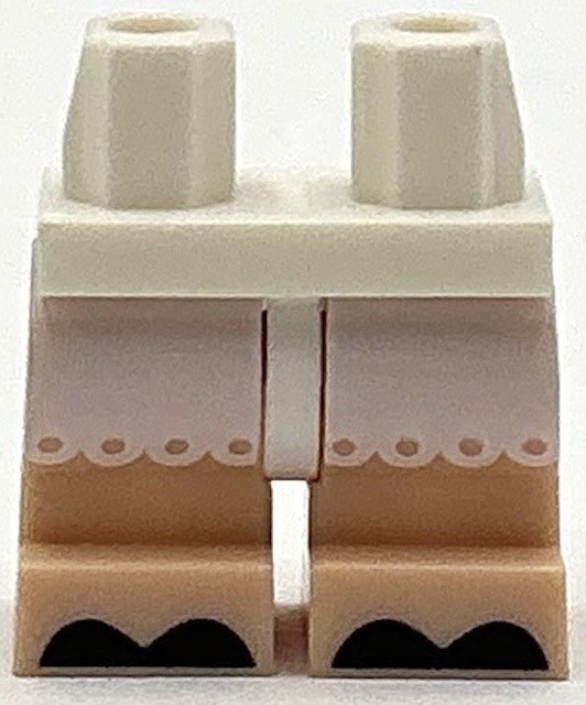 Lego New Minifig White Pants Light Nougat Medium Legs Black Hooves Frill Part