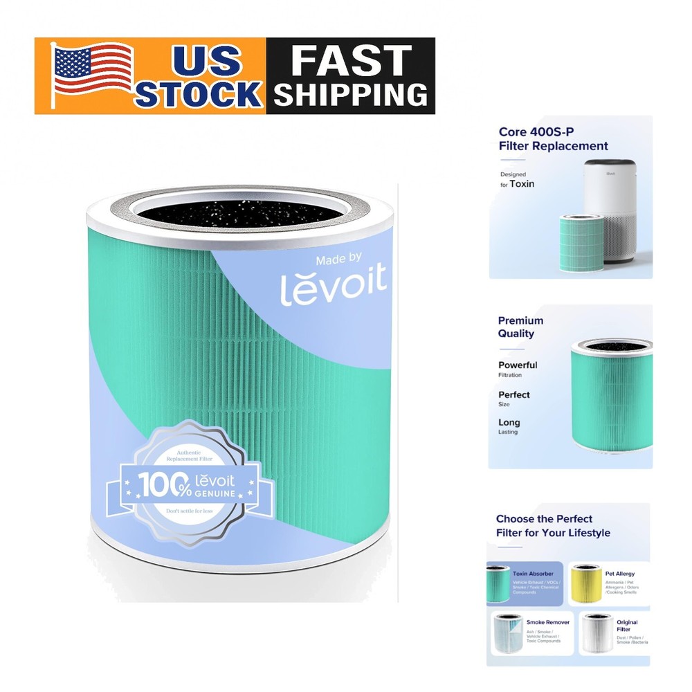 LEVOIT Core 400S 3-in-1 Replacement Filter for Air Purifier with Toxin-Absorbing Carbon