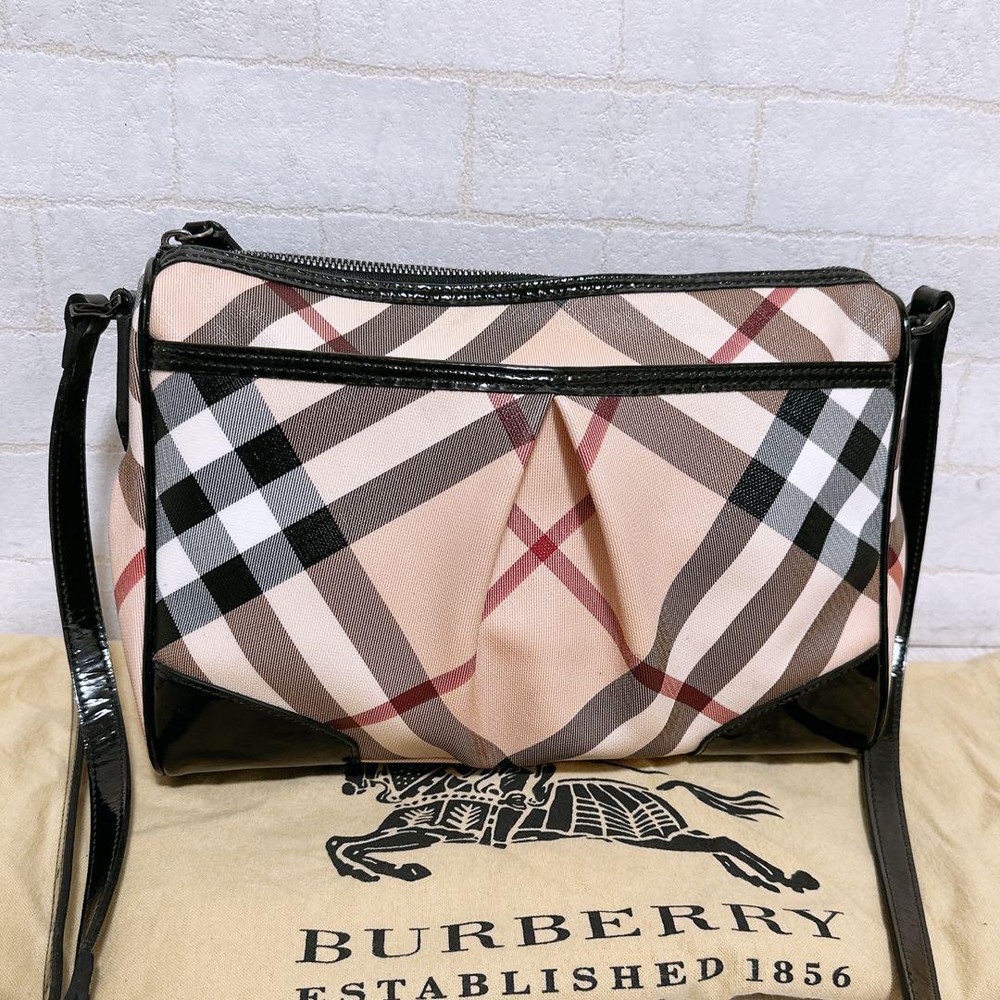 Burberry Shoulder Bag Nova Check PVC Beige Authentic F10251679