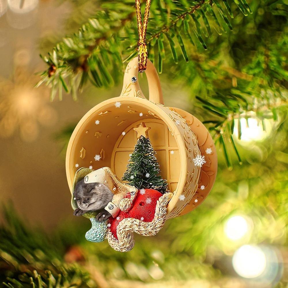 Otter Sleeping Tiny Cup Car Ornament Decor  Otter Christmas Ornament Xmas Gift