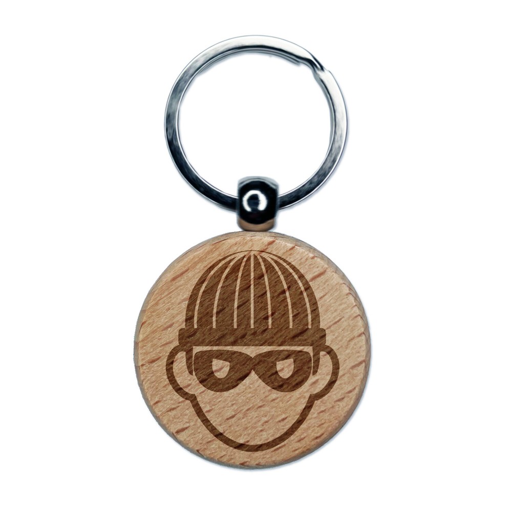 Burglar Thief Criminal Icon Laser Engraved Wooden Keychain Charm Tag  