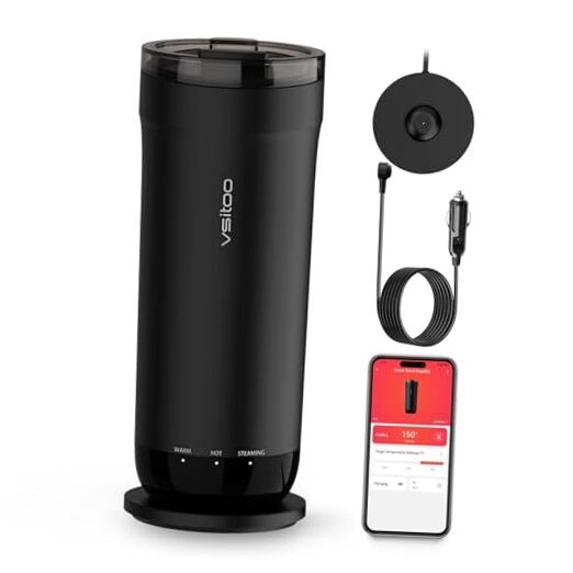Temperature Control Travel Mug, Heated Mug, Rechargeable Coffee Warmer, Black