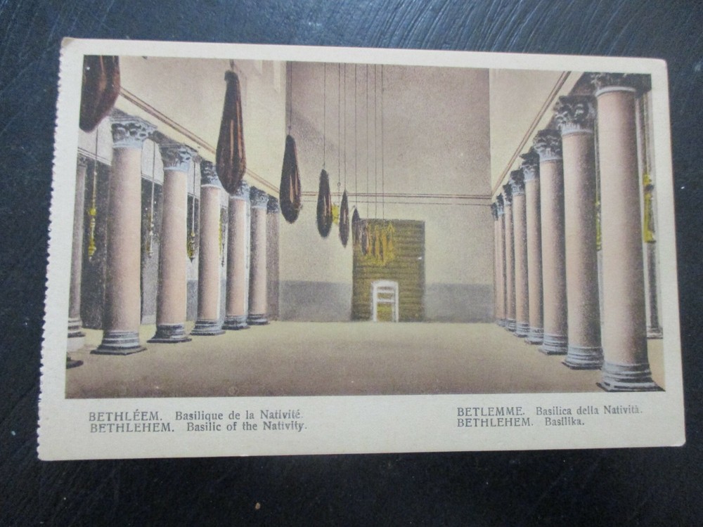 An old post card: Bethlehem, Basilica of the Nativity, Palestine, 30's.