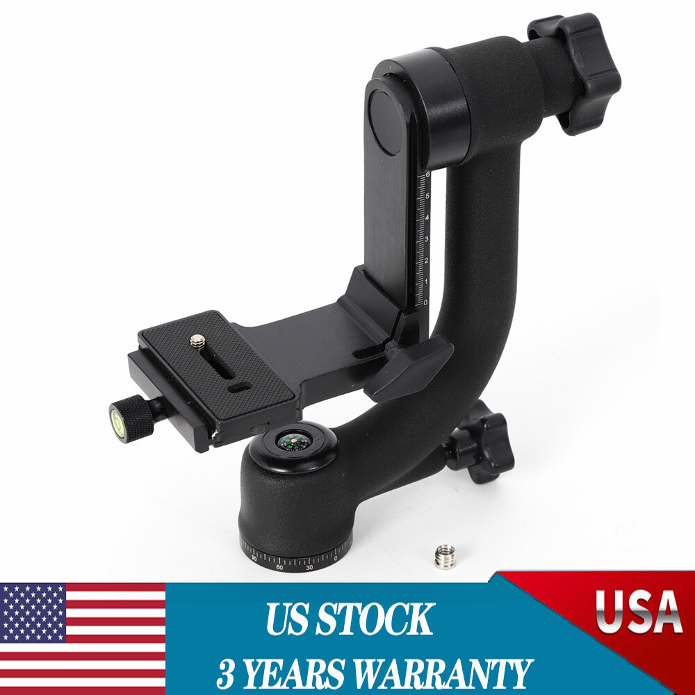 Gimbal Head Panoramic Tripod Head Heavy Duty with Quick Release Plate Black