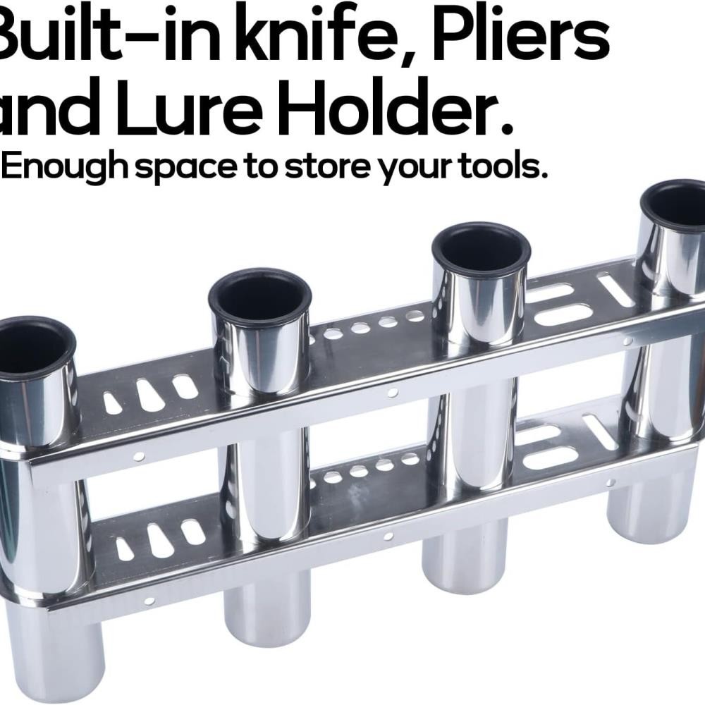 Stainless Steel Flush Mount Boat Rod Holder 4-Tube Marine Fishing Rack