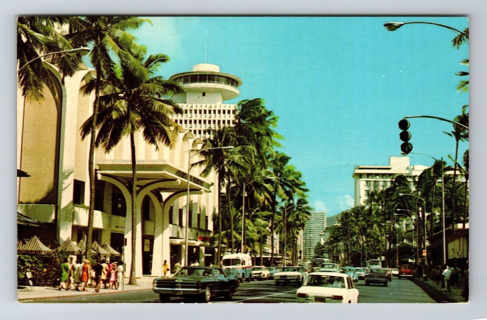 Vintage Postcard of Scenic Kalakaua Avenue in Waikiki Hawaii