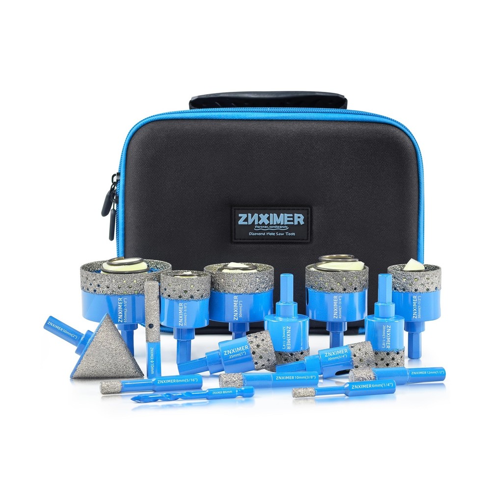 Tile Hole Saw Kit - ZNXIMER Diamond Hole Saw Kit for Tiles, Ceramic, Granite,...