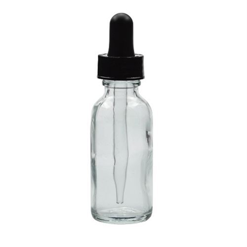 1oz Clear Glass Bottle with Black Dropper - Choose Your Quantity 2 to 48 Bottles