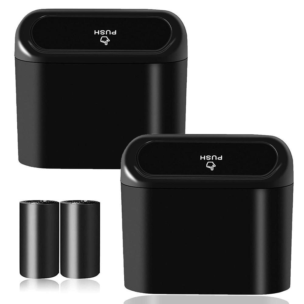 Car Trash Can Bin with Lid - 2 Packs Universal Vehicle Mini Leakproof Garbage...