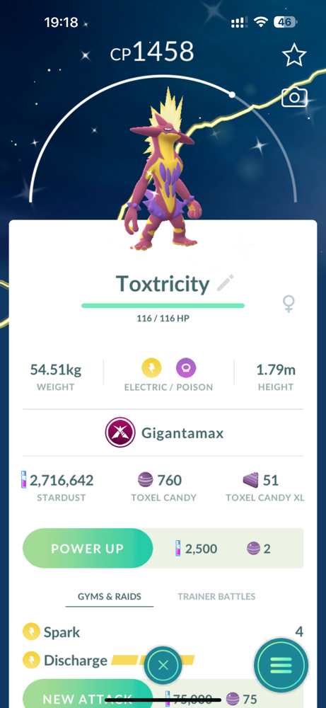 Shiny GMax Toxtricity Amped Form - 20k Stardust Trade