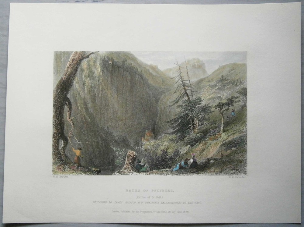 1836 Bartlett print BAD PFÄFERS, CANTON ST. GALLEN, SWITZERLAND (#56)