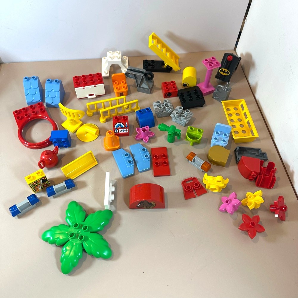 Massive 50+ Piece Duplo Lego Set with Unique Flower Chair Fence Bricks