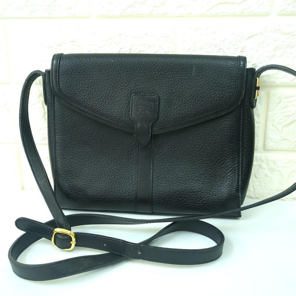 Burberry Shoulder Bag Nova Check Leather Black Authentic F10251693