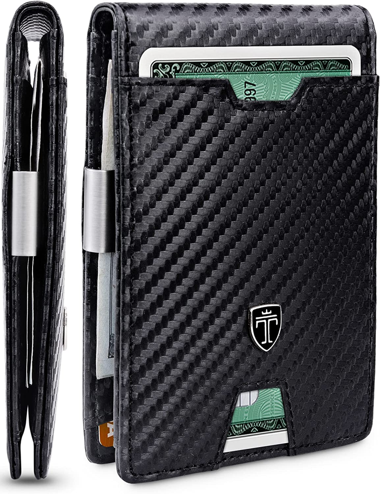 Mens Slim Wallet with Money Clip AUSTIN RFID Blocking Bifold Credit Card Holder