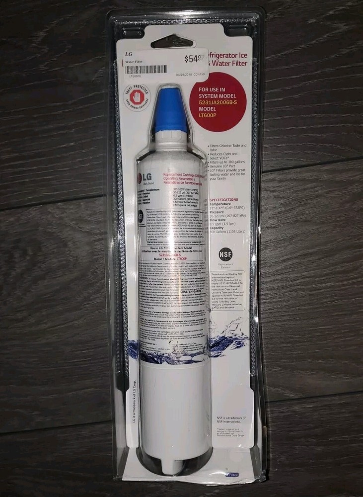 LG LT600P, 6 Month 300 Gallon Capacity Refrigerator Water Filter, 5231JA2006B