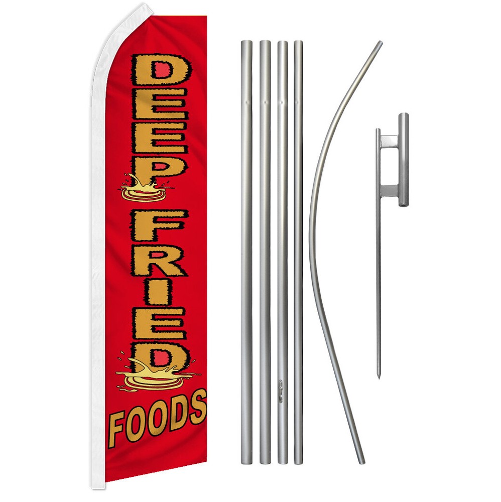 Deep Fried Food Feather Flutter Flag Pole Kit for Concessions Advertising