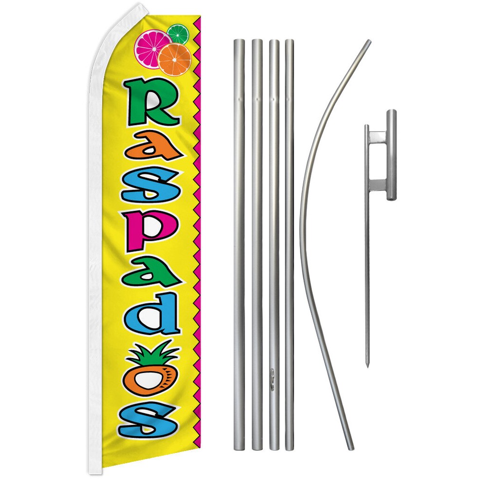 Raspados Advertising Swooper Feather Flutter Flag & Pole Kit Concessions Food