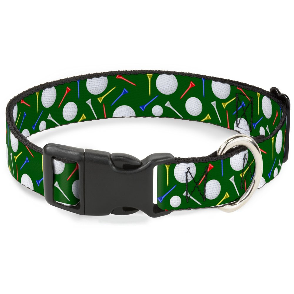 Dog Collar Plastic Clip Golf Balls Tees Scattered Green Multi Color 16 to 23 ...