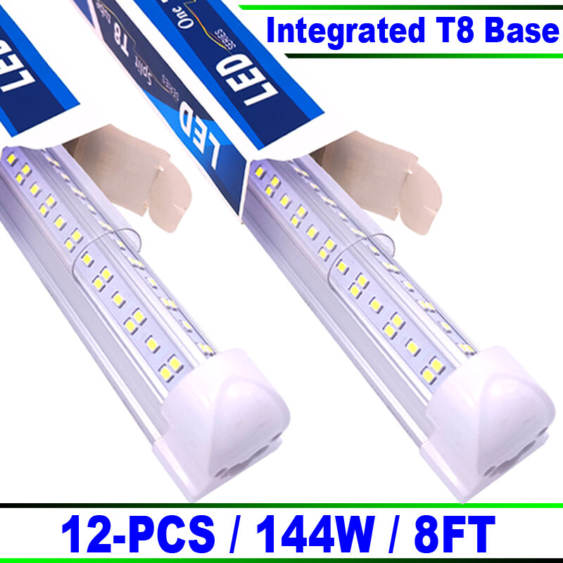 8Ft LED Shop Light Fixture -144W 18000LM, 6500K Integrated Tube Light 12 Pack