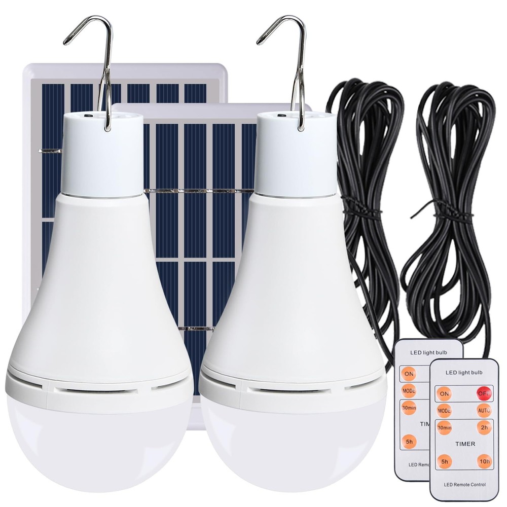 Chicken Coop Light with Timer, Rechargeable Solar Light Bulbs for Indoor Home...