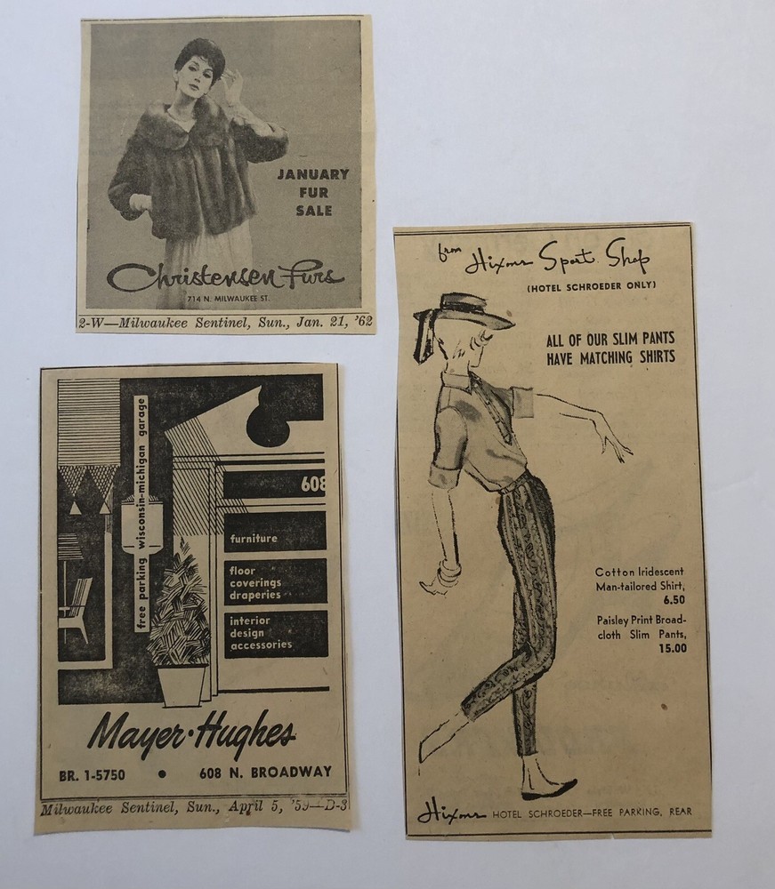VTG Women’s Fashion Store Ads Lot X3 Authentic Newspaper Ad 0C25